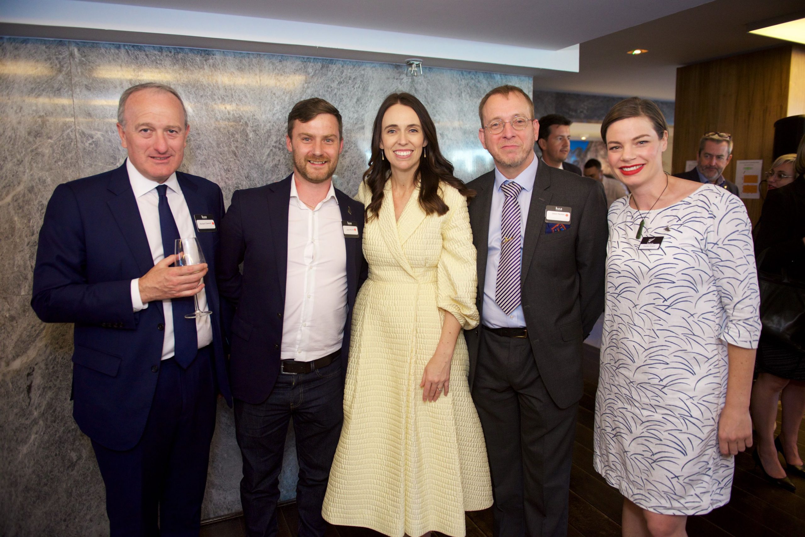 Catalyst IT Europe Managing Director Joey Murison accompanied by UCL's Jason Norton and Rt honourable Jacinda Ardern - Prime Minister of New Zealand