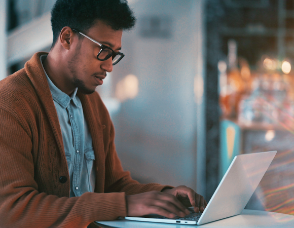 man at computer