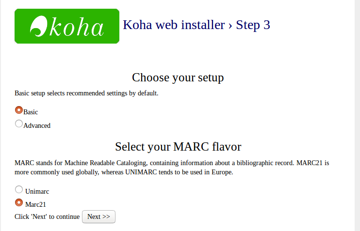 Updated Koha web installer setup mode options Updated Koha web installer setup mode options