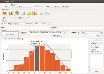 SOFA Statistics histogram