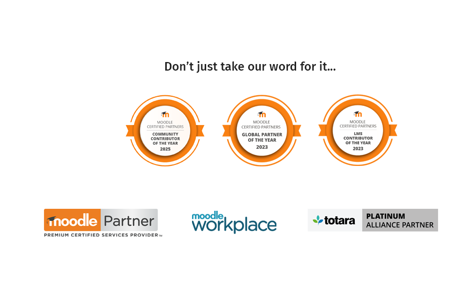 Image showing Moodle awards and partner logos.